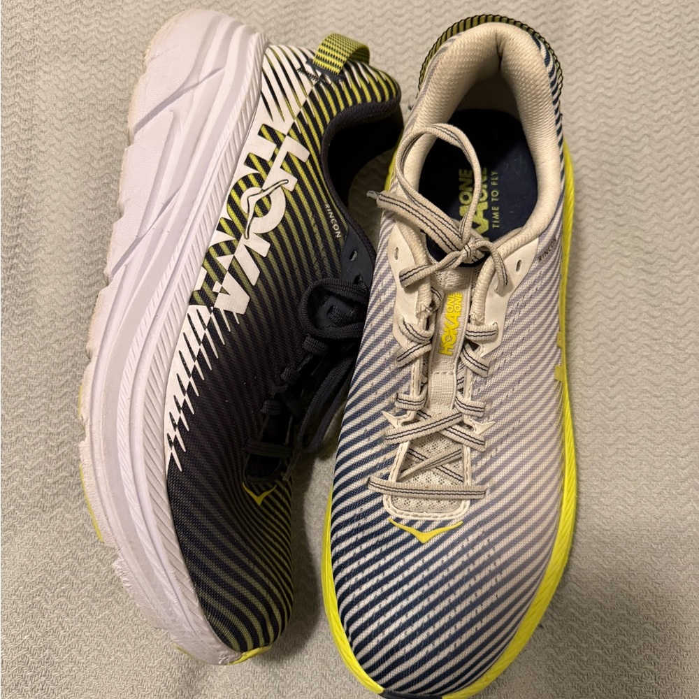 Hoka One One Sneakers - Black and Cream with Yellow Accents